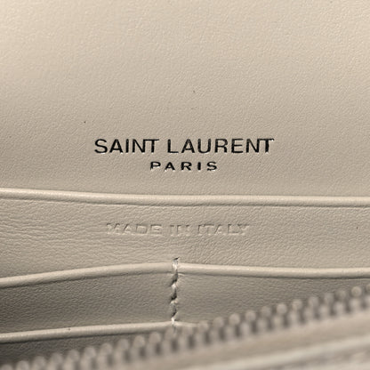 Saint Laurent Calfskin Crocodile Embossed Kate Monogram Tassel Chain Wallet Crema Soft 6 of 14