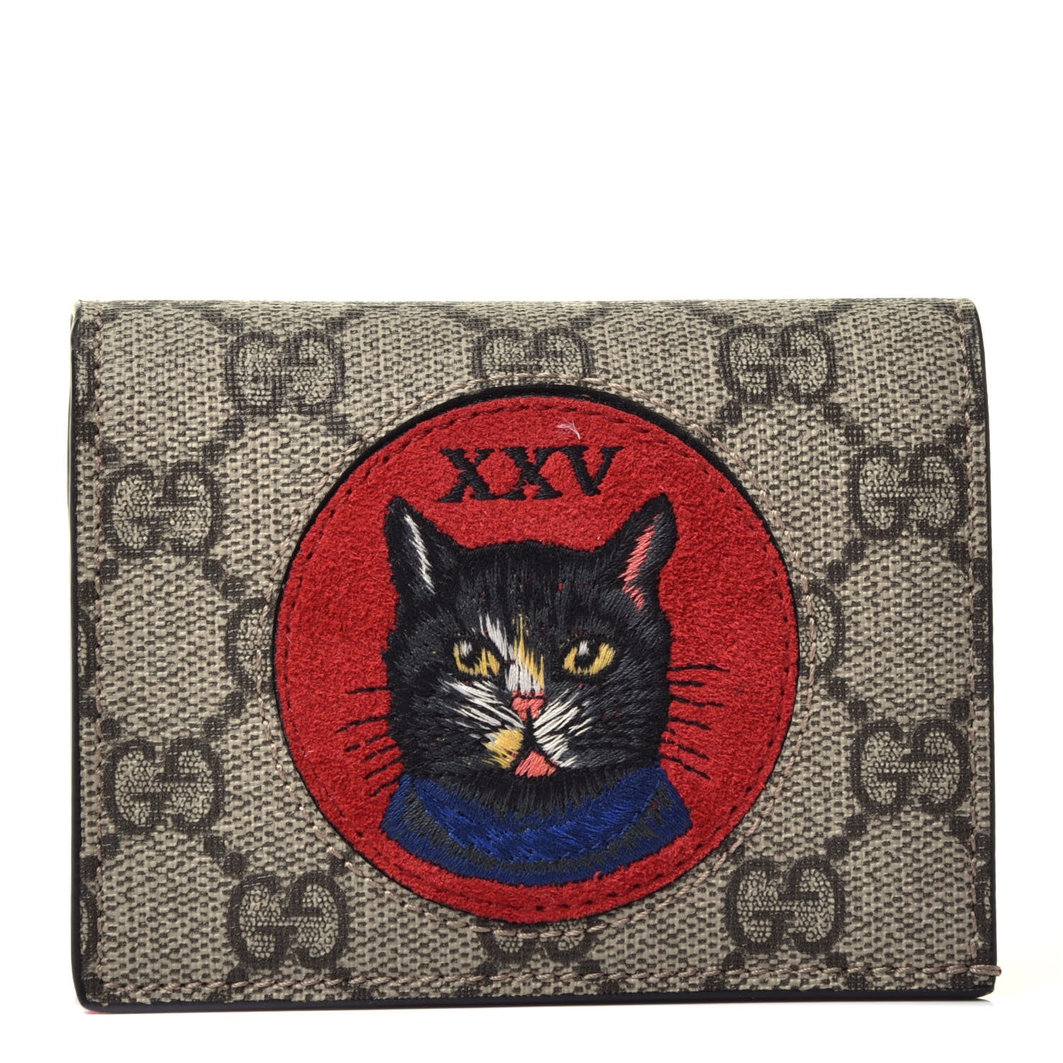 Gucci Soft GG Supreme Monogram Mystic Cat Card Case Wallet 1 of 8