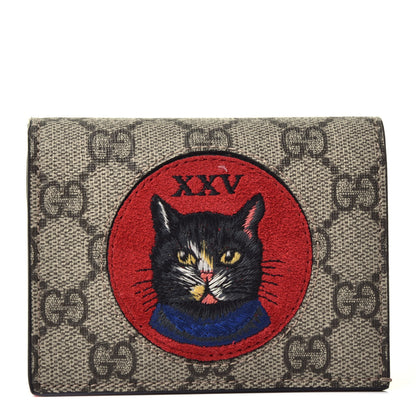 Gucci Soft GG Supreme Monogram Mystic Cat Card Case Wallet 1 of 8