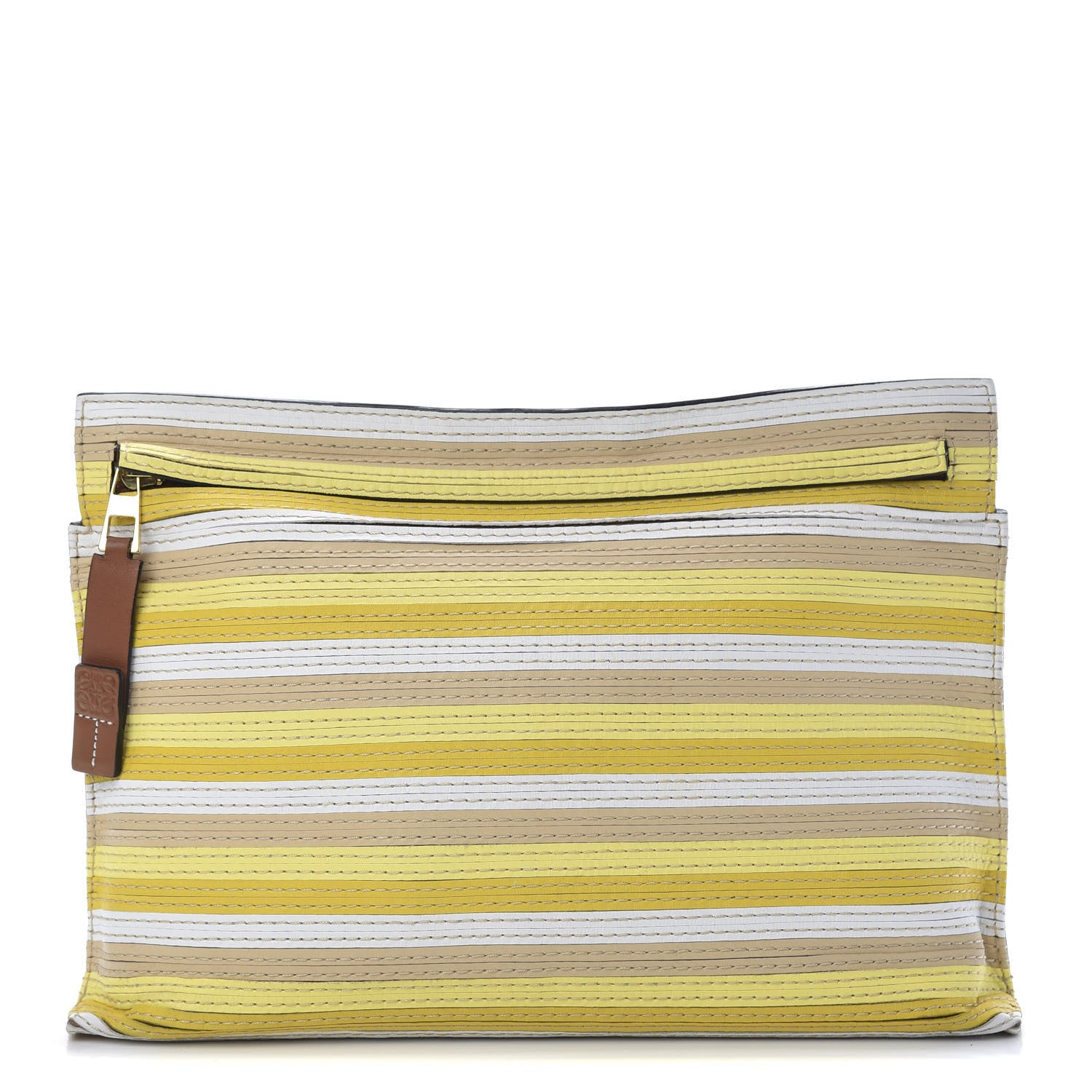 Loewe Calfskin Stitches Medium T Pouch Yellow 1 of 7