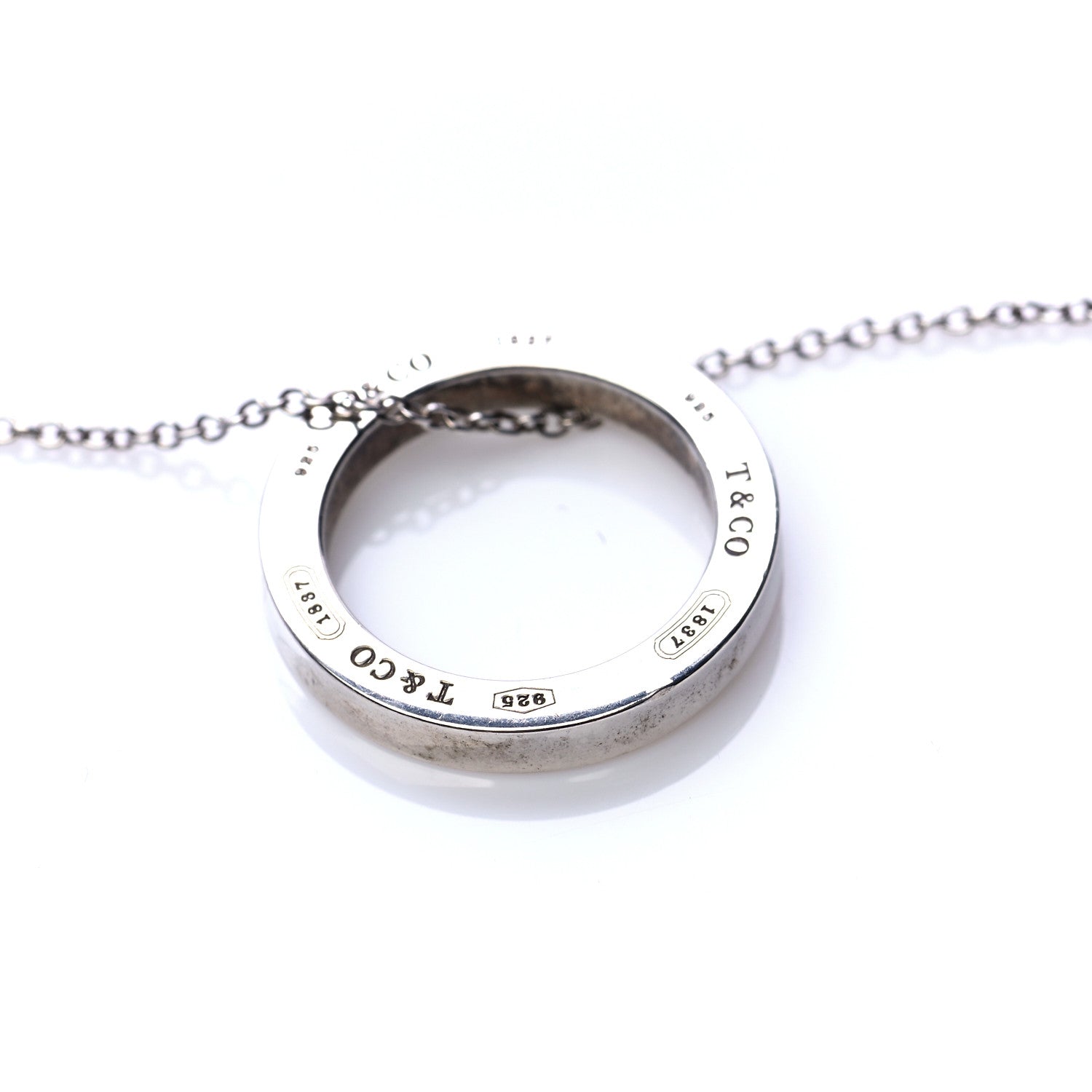 Tiffany Sterling Silver 1837 Circle Pendant Necklace 6 of 8