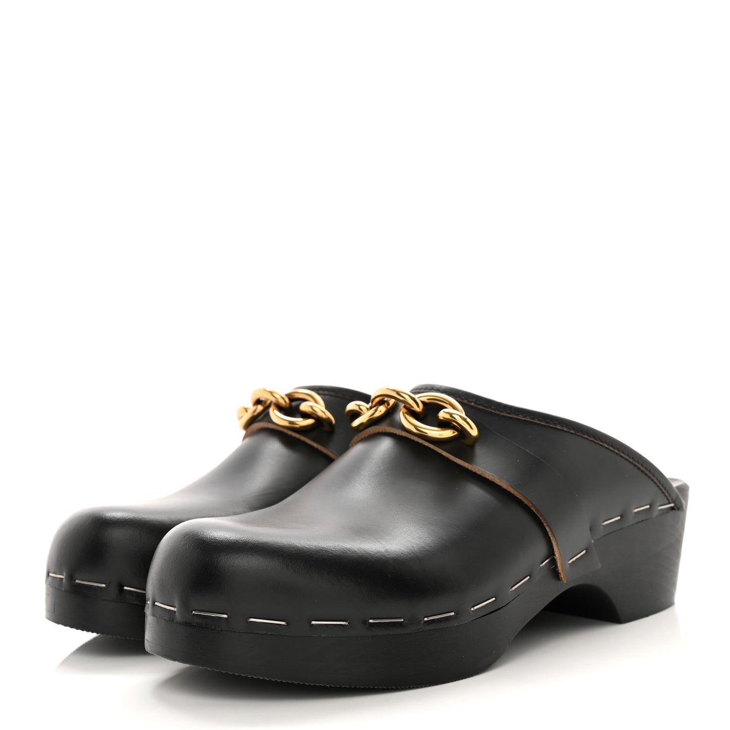 Smooth Calfskin Le Maillon Clogs 38 Black
