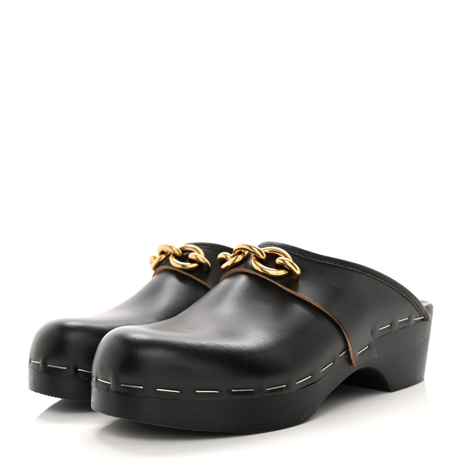 Saint Laurent Smooth Calfskin Le Maillon Clogs 38 Black 3 of 8