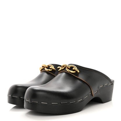 Saint Laurent Smooth Calfskin Le Maillon Clogs 38 Black 3 of 8