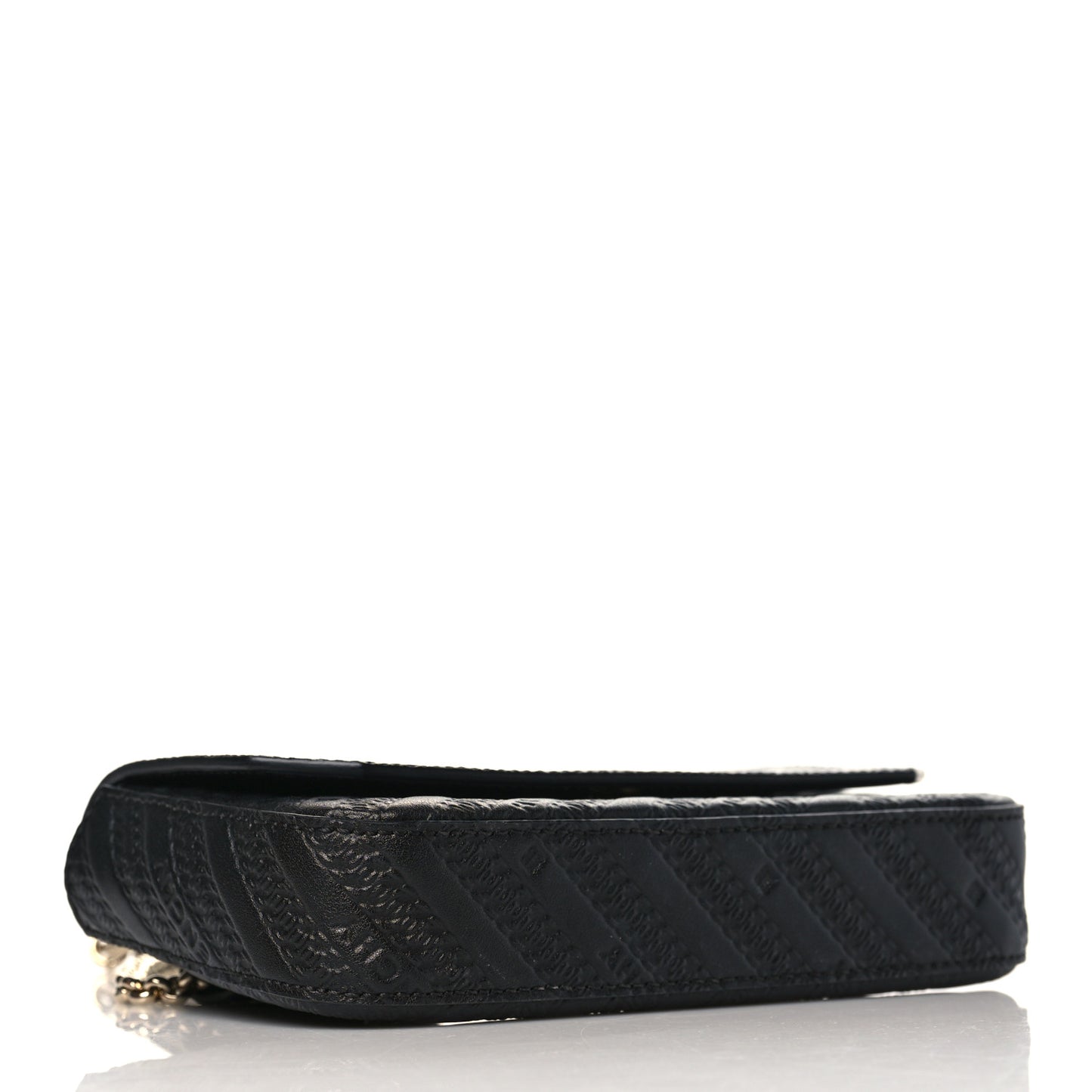 Calfskin Embossed Logo Bond Chain Camera Bag Black