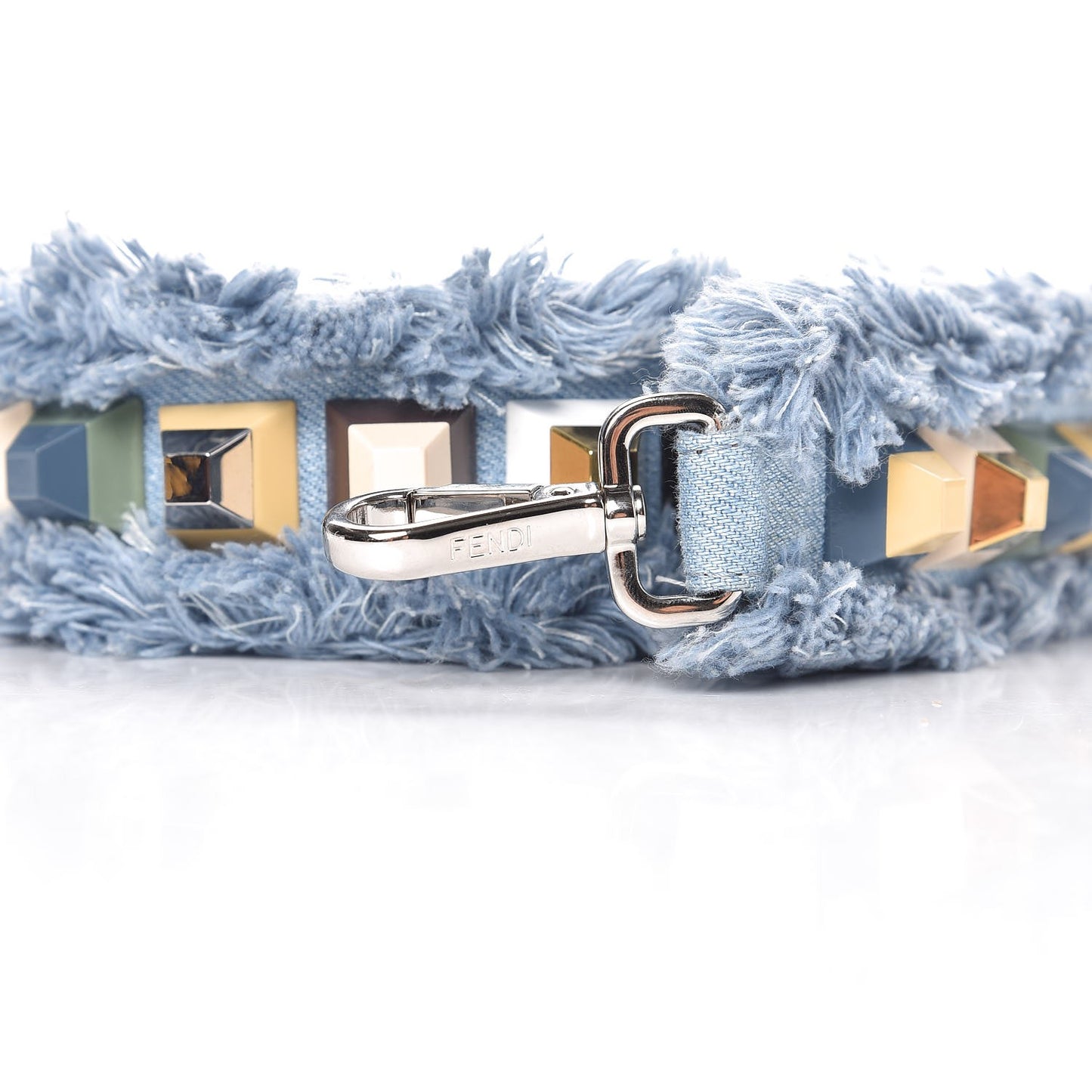 Denim Fringe Studded Strap You Blue Multicolor