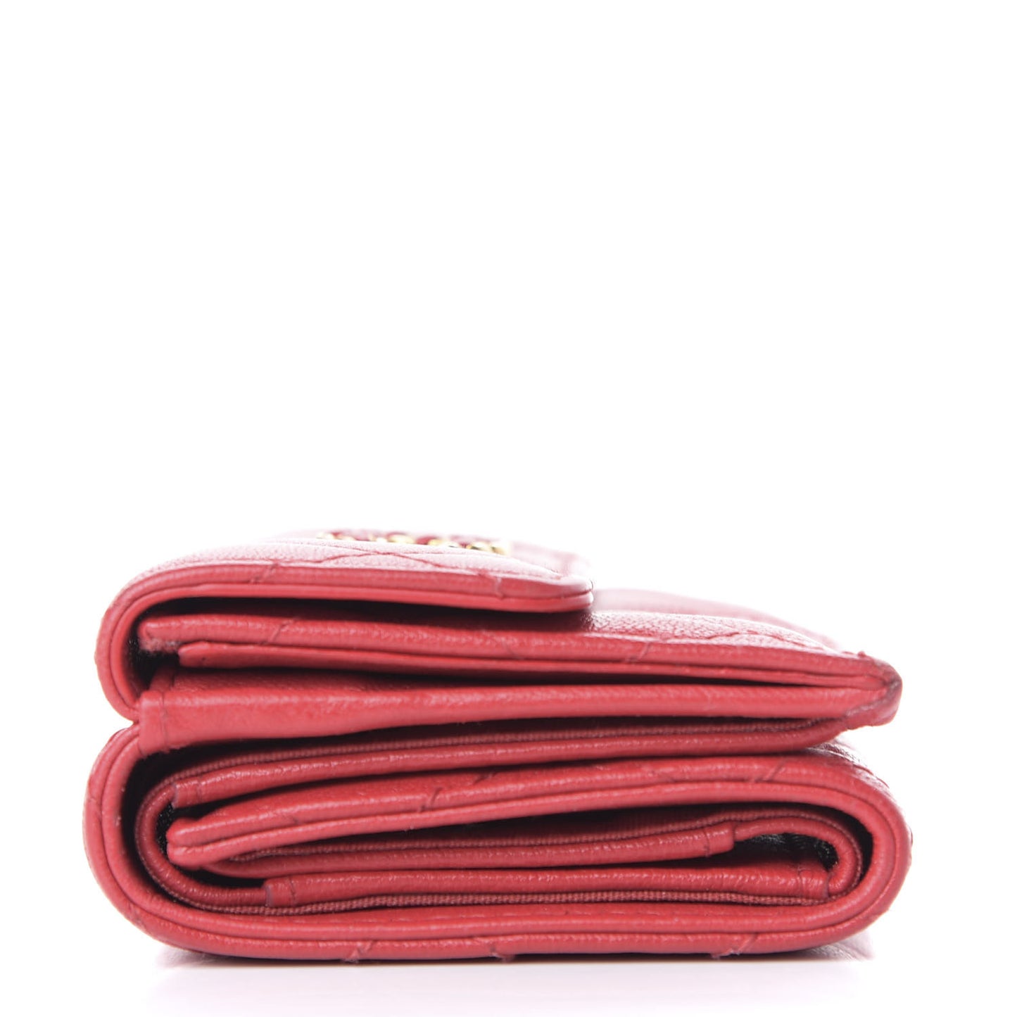 Lambskin Quilted Small 19 Flap Wallet Red