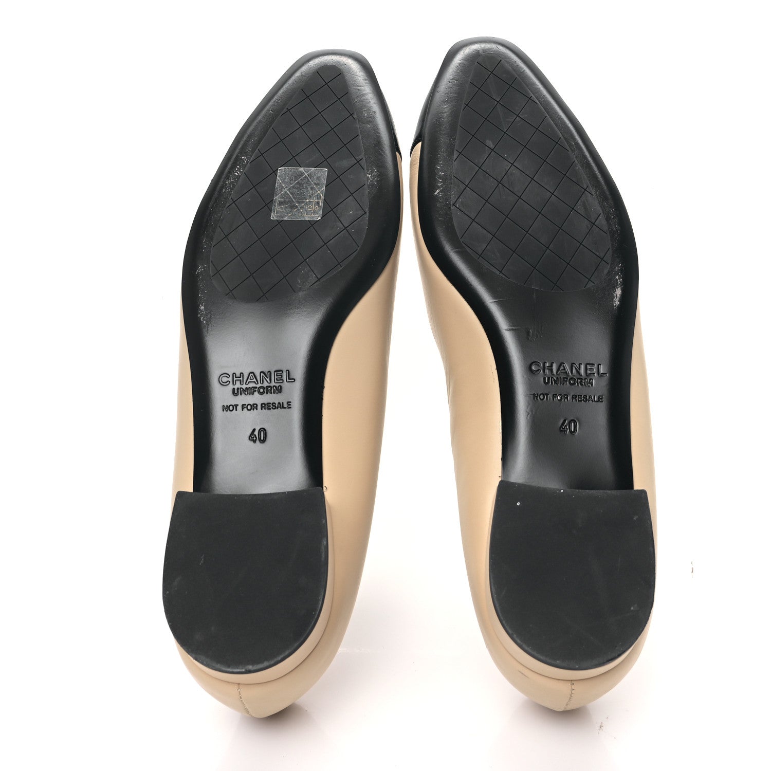 Chanel Lambskin Cap Toe Ballerina Flats 40 Beige Black 5 of 9