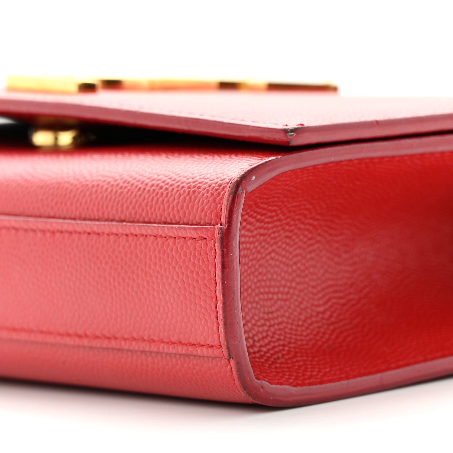 Saint Laurent Grain De Poudre Small Monogram Kate Satchel Red 10 of 20