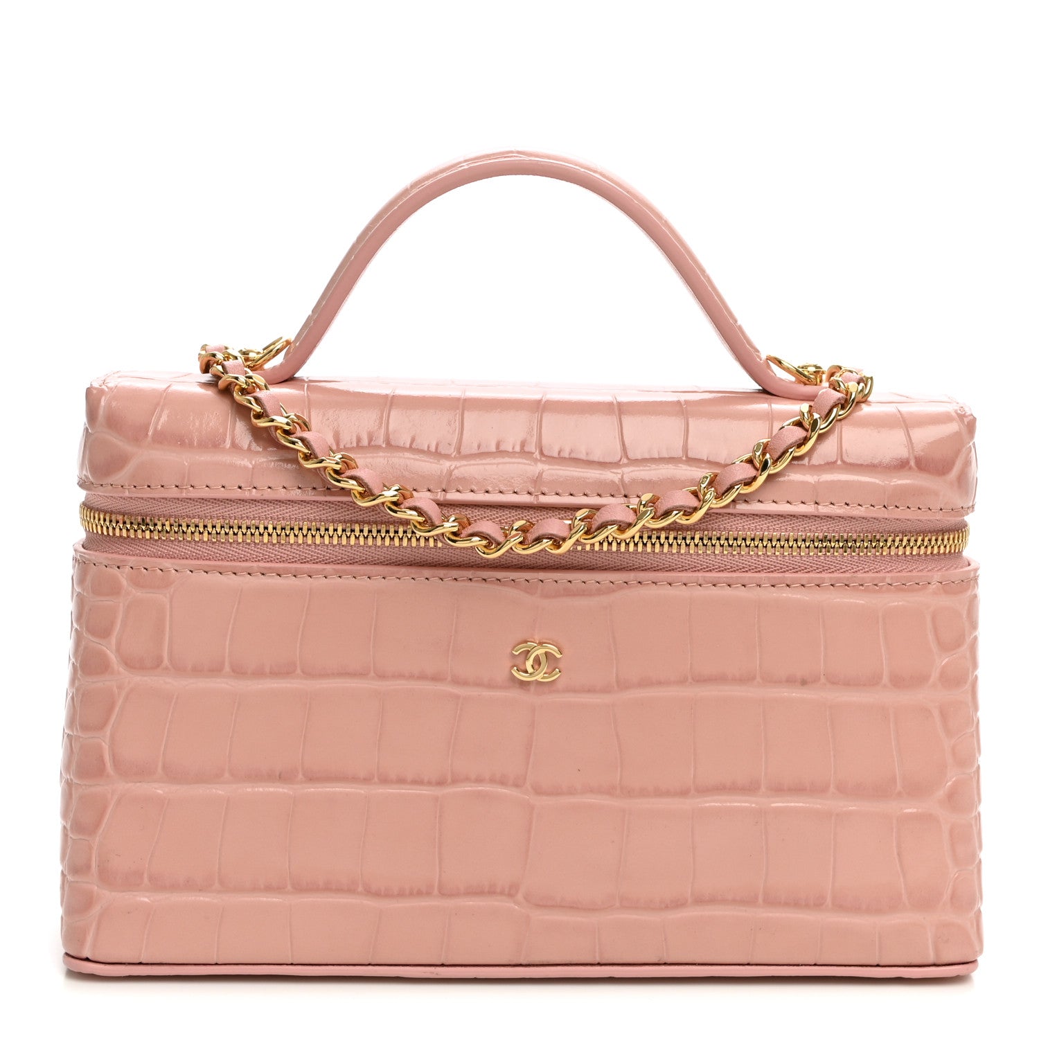 Chanel Calfskin Crocodile Embossed Crococo Exoticoco Vanity With Chain  Light Pink 1 of 11