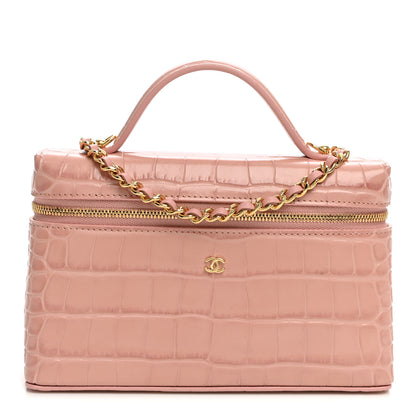 Chanel Calfskin Crocodile Embossed Crococo Exoticoco Vanity With Chain  Light Pink 1 of 11