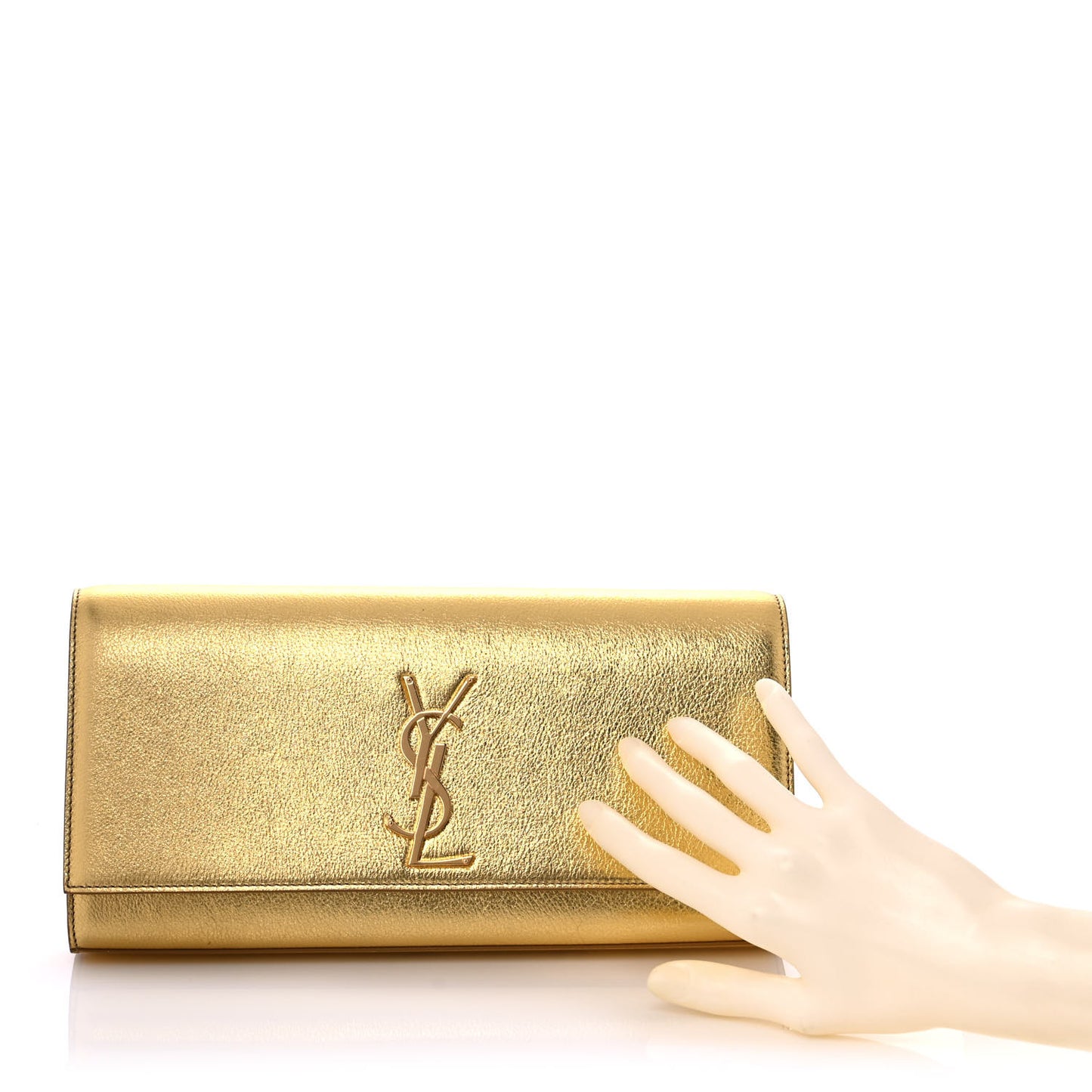 Metallic Textured Calfskin Classic Monogram Cassandre Clutch Gold