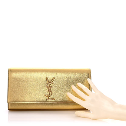 Saint Laurent Metallic Textured Calfskin Classic Monogram Cassandre Clutch Gold 2 of 11