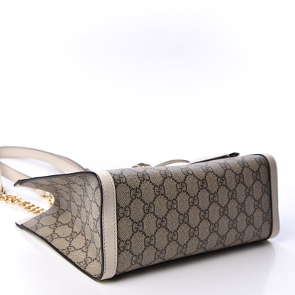 Gucci GG Supreme Monogram Moon Calfskin Small Padlock Tote Beige Ebony Mystic White 3 of 9