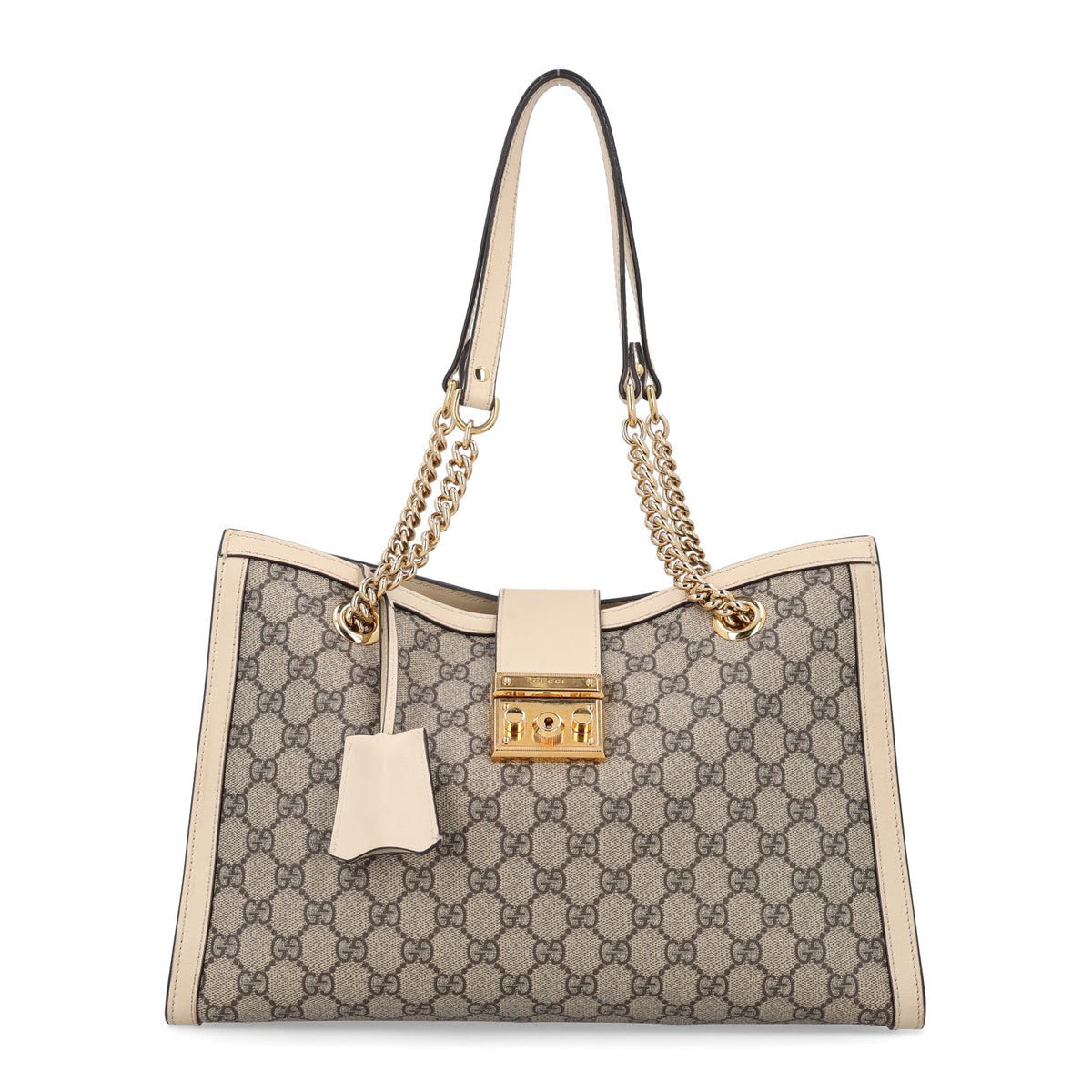GG Supreme Monogram Medium Padlock Tote White