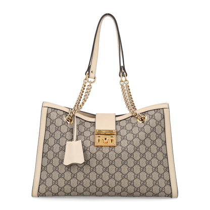Gucci GG Supreme Monogram Medium Padlock Tote White 1 of 10