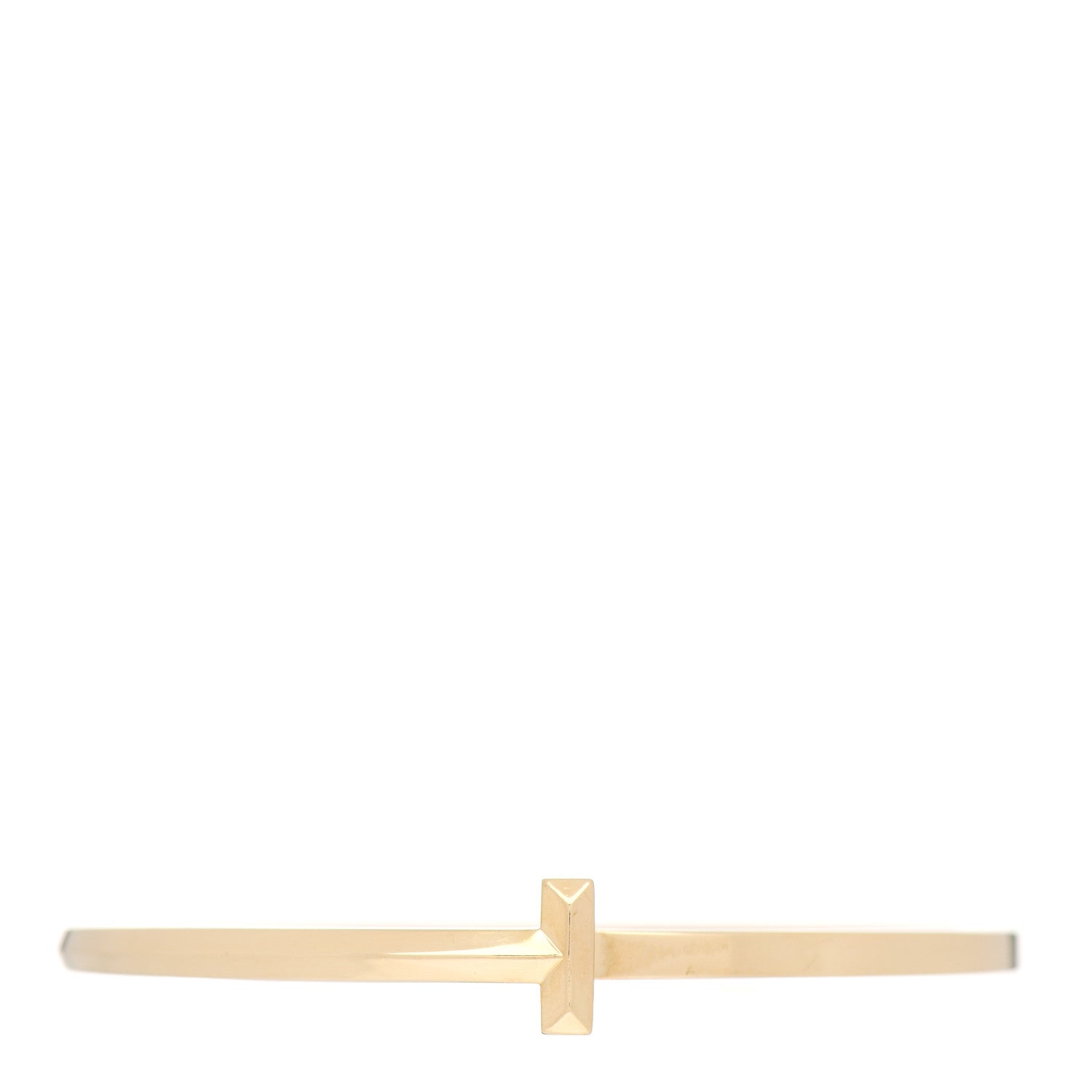Tiffany 18K Yellow Gold Narrow T T1 Hinged Bangle Bracelet 1 of 4