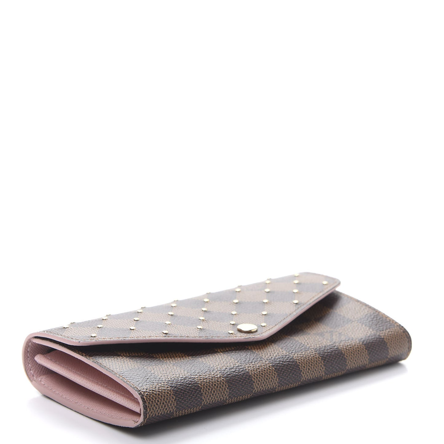 Damier Ebene Studded Sarah Wallet NM Rose Ballerine