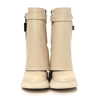 Givenchy Grained Calfskin Shark Lock Biker Ankle Boots 36 Beige 4 of 10