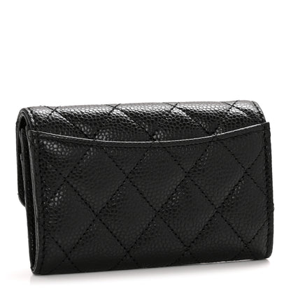 Chanel Caviar Quilted Flap Card Holder Wallet Black 3 of 9
