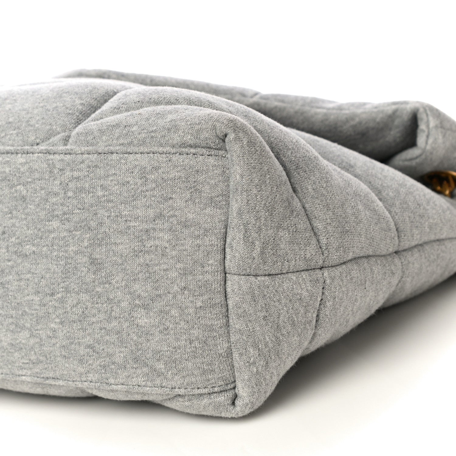 Saint Laurent Jersey Quilted Small Loulou Puffer Monogram Chain Satchel Grey Cloud 6 of 9