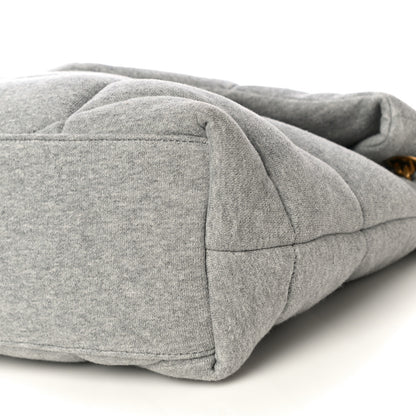 Saint Laurent Jersey Quilted Small Loulou Puffer Monogram Chain Satchel Grey Cloud 6 of 9