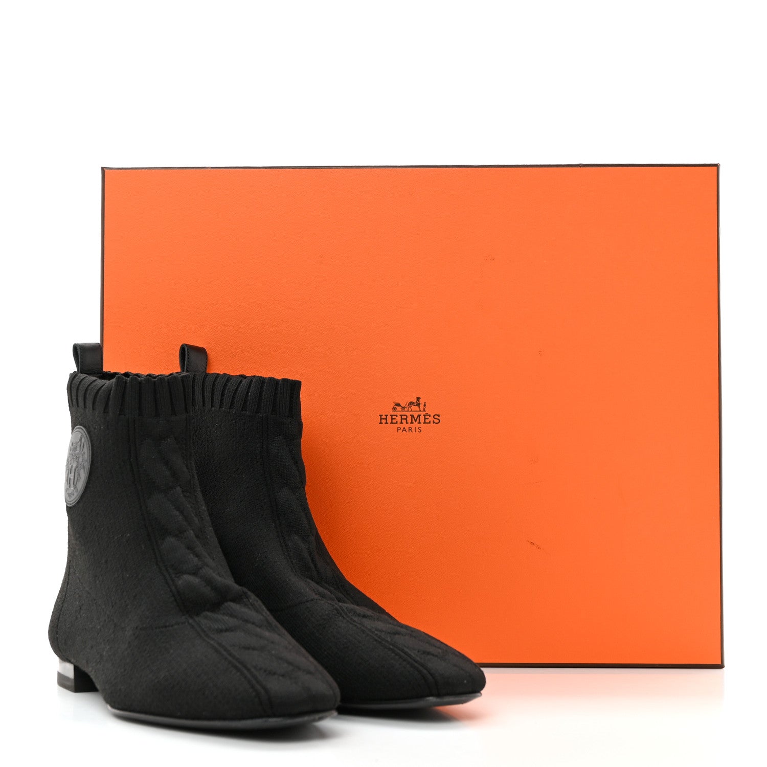 Hermes Knit Calfskin Duo Ankle Boots 36 Black 11 of 11