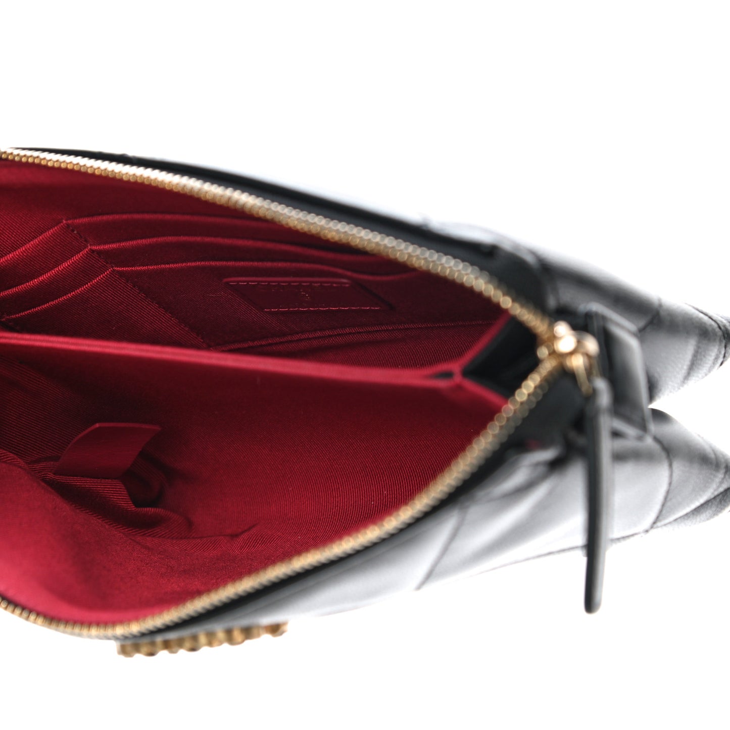 Shiny Goatskin Quilted Small Chanel 19 Pouch With Handle Black