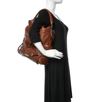 Burberry Soft Lambskin Bridle Calfskin Medium Gosford Hobo Dark Tan 3 of 10