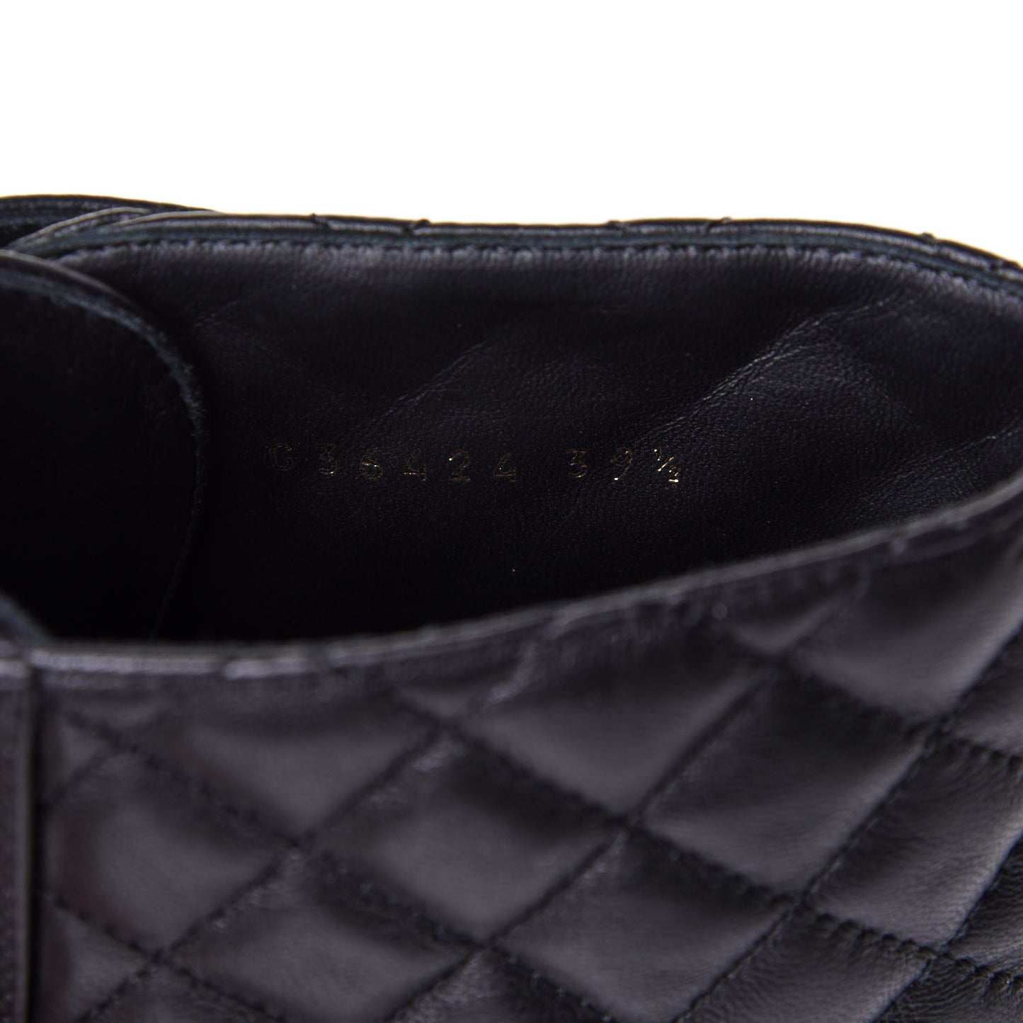 Shiny Lambskin Quilted Lace Up Combat Boots 39.5 Black