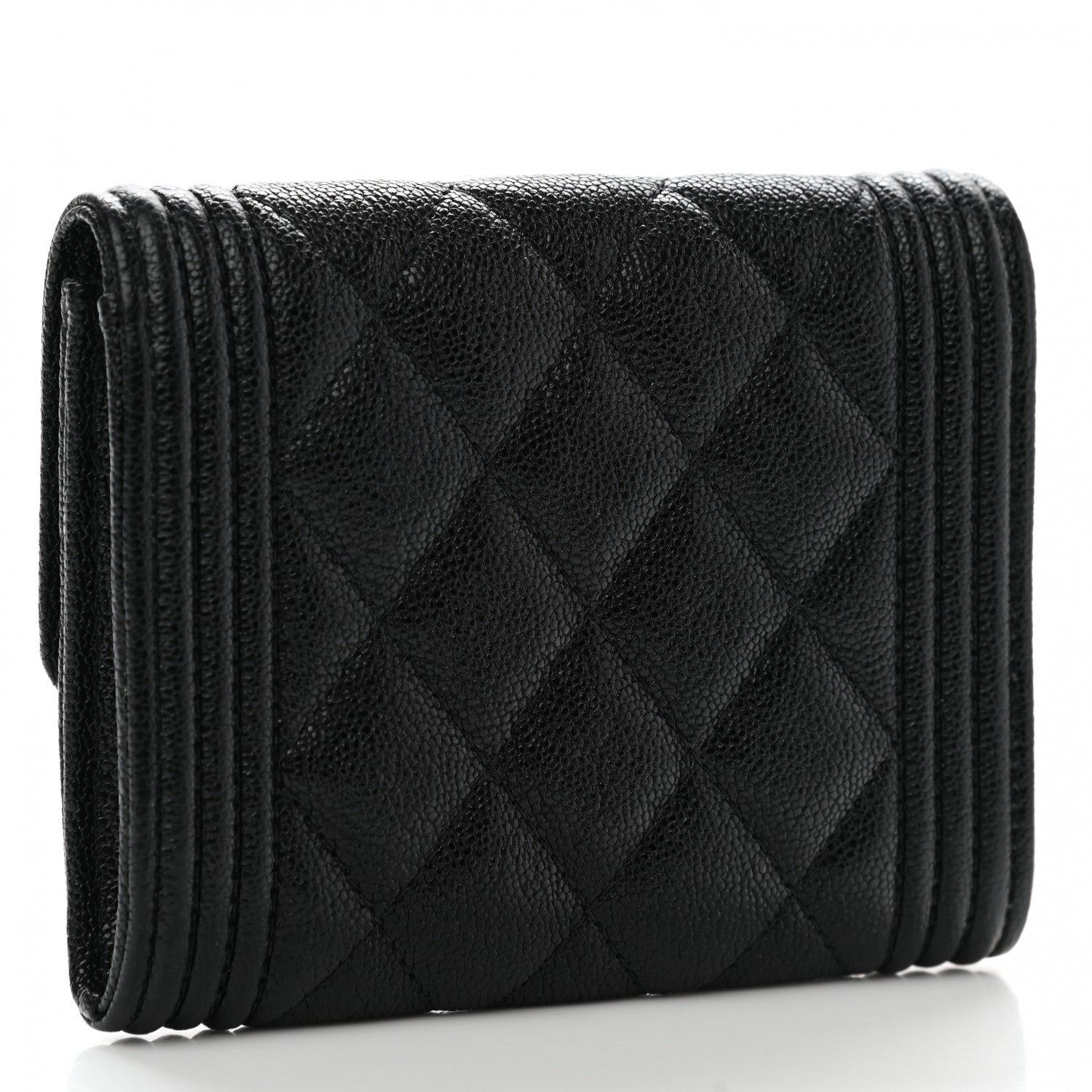 Chanel Caviar Quilted Boy Flap Card Holder Wallet Black 3 of 8