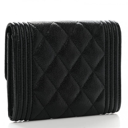 Chanel Caviar Quilted Boy Flap Card Holder Wallet Black 3 of 8
