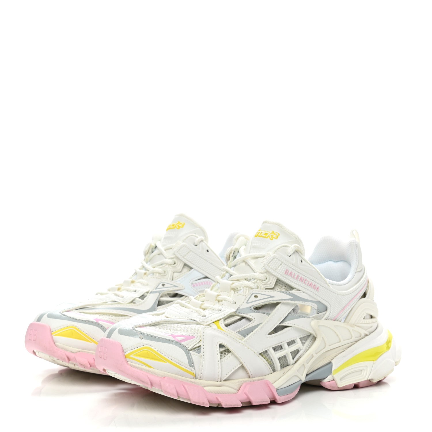Balenciaga Rubber Mesh Tri-Color Womens Track.2 Open Sneakers 40 Light Yellow Light Pink Light Blue 3 of 9