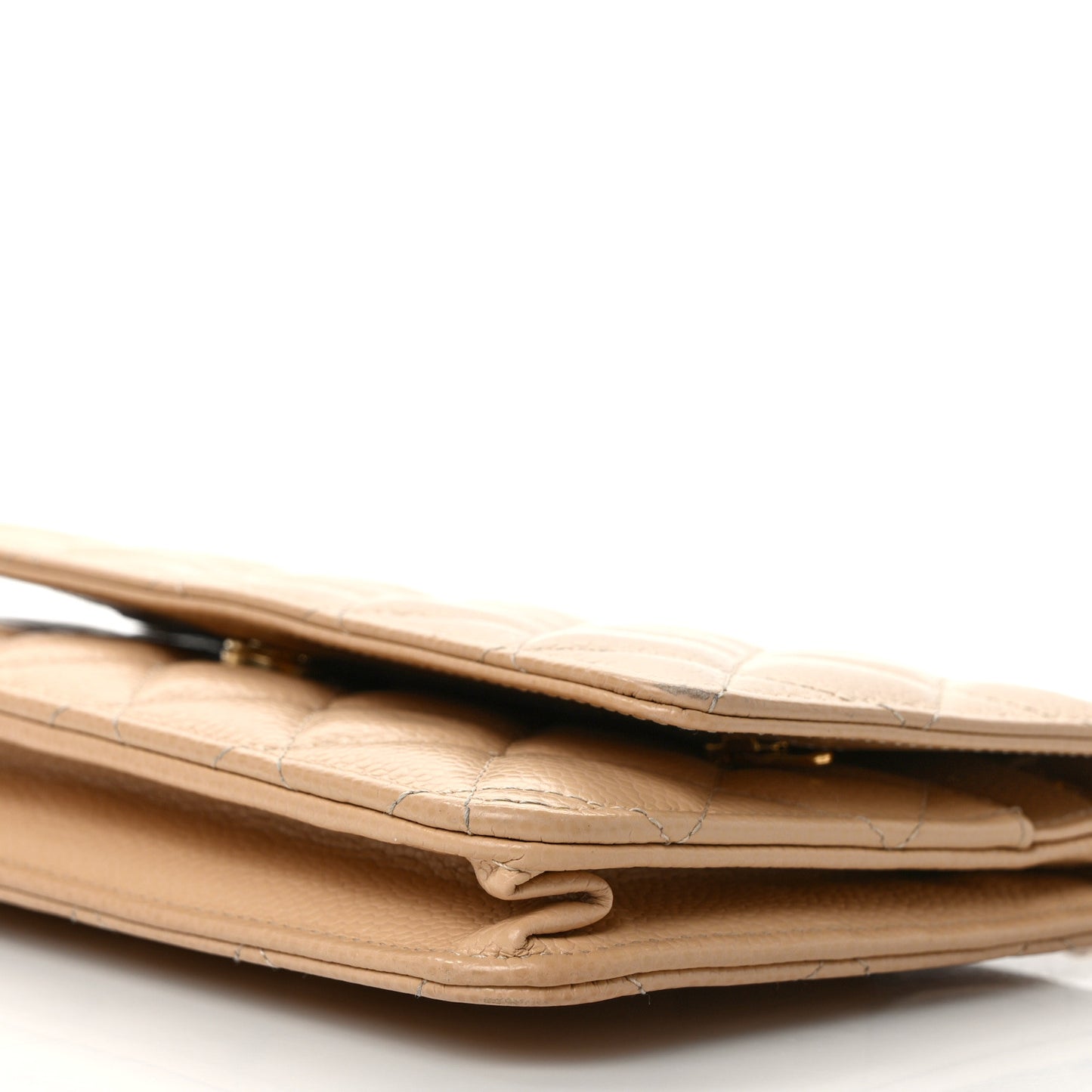 Caviar Quilted Wallet on Chain WOC Dark Beige