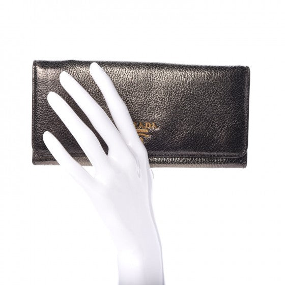 Vitello Daino Antik Continental Flap Wallet Piombo