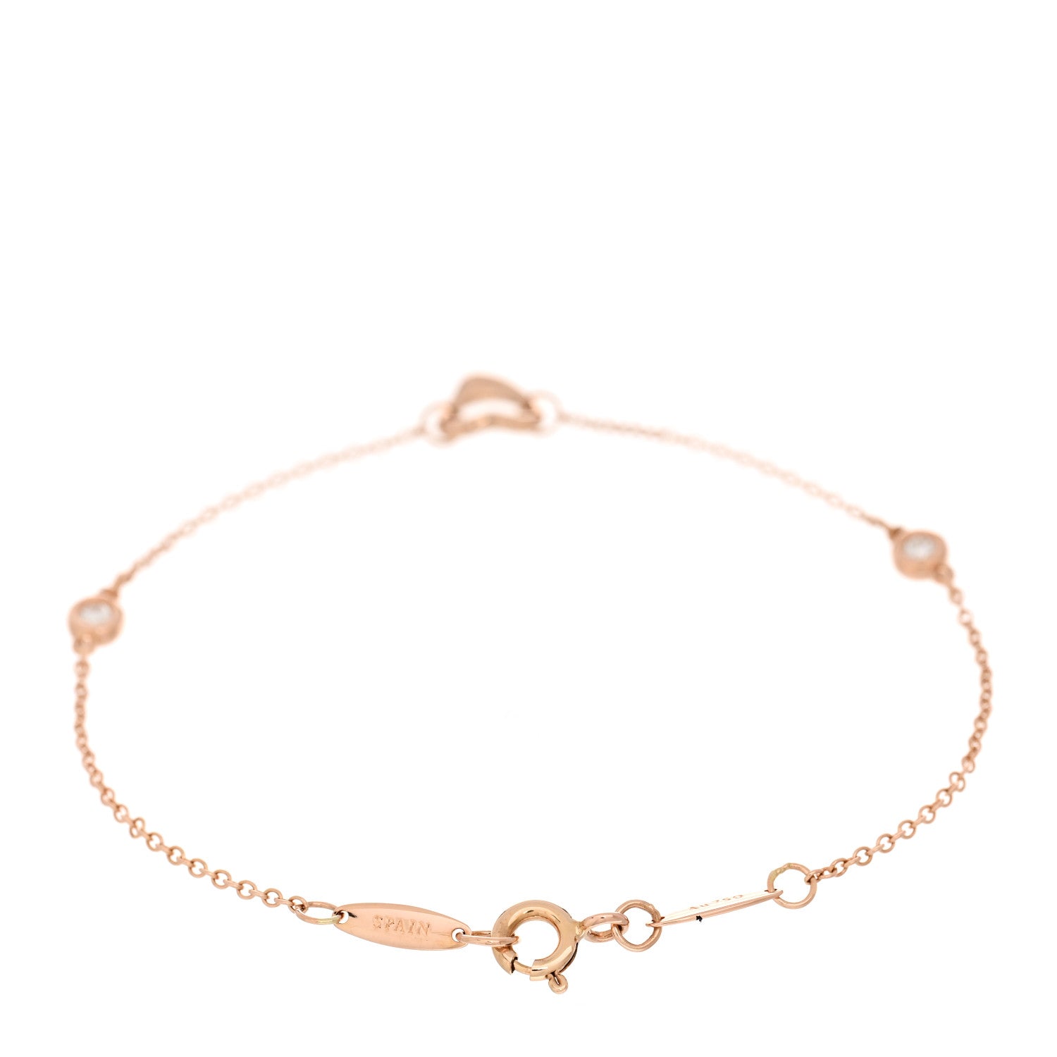Tiffany 18K Rose Gold Diamond Elsa Peretti Diamonds by the Yard Open Heart Bracelet 2 of 4