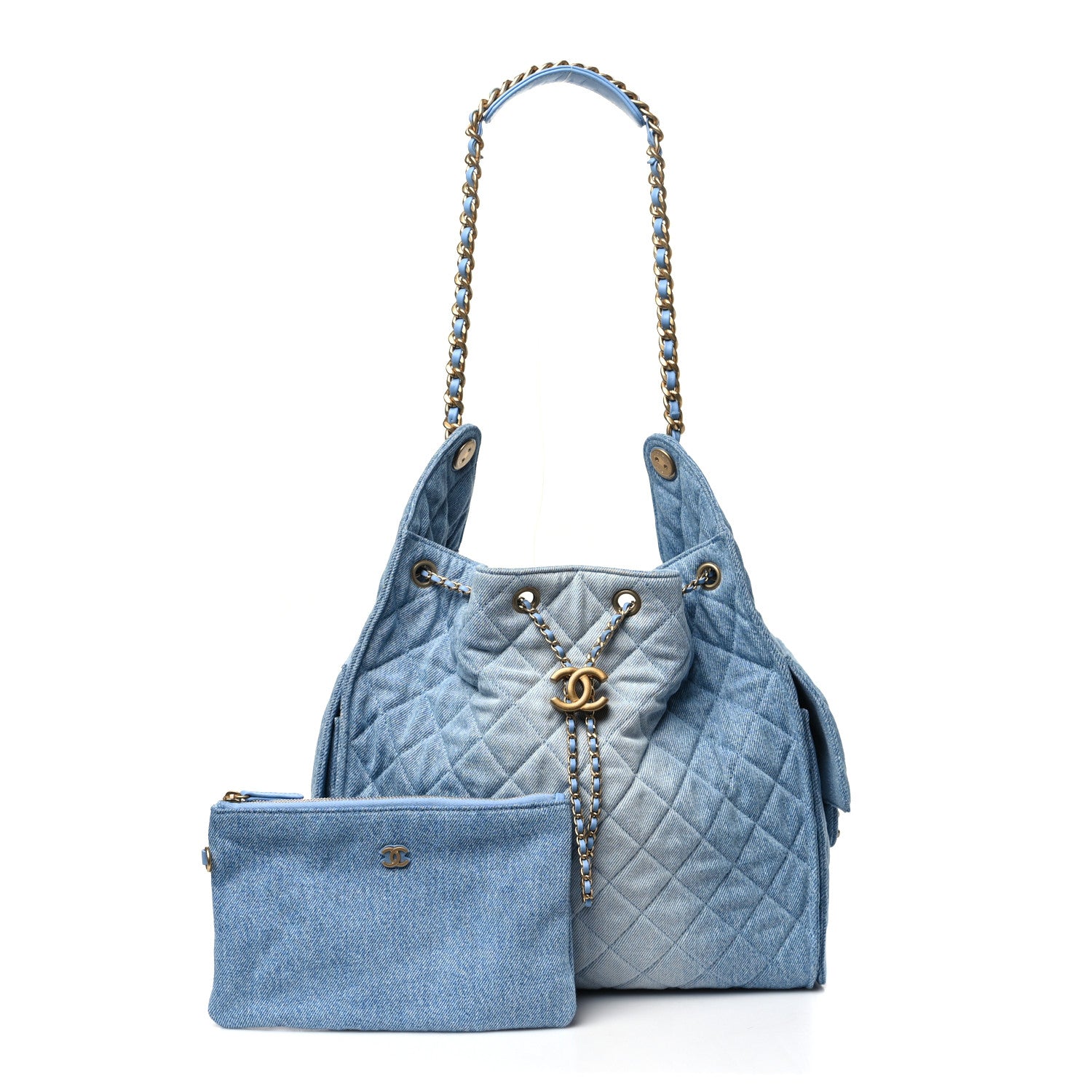 Chanel Washed Denim Quilted Medium Chanel 25 Handbag Blue 2 of 11