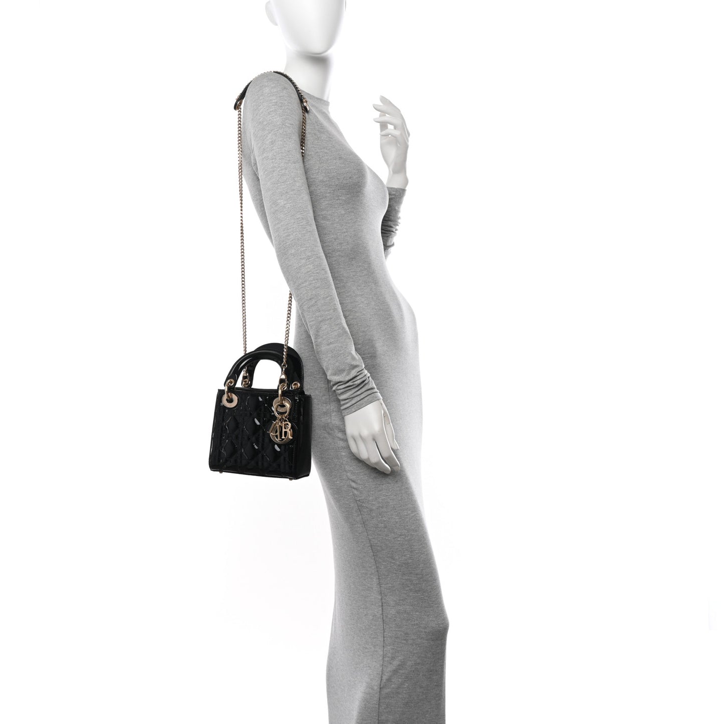 Patent Cannage Mini Lady Dior Black