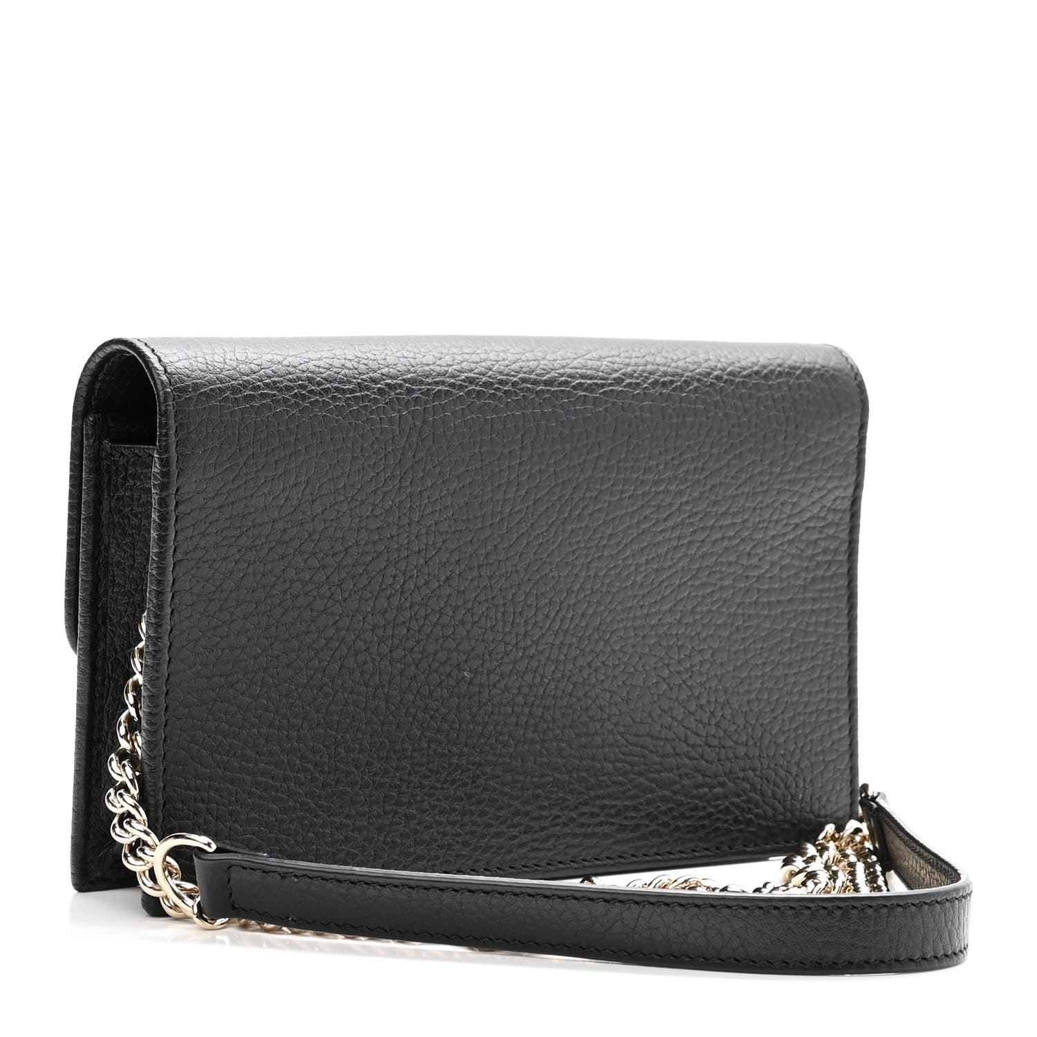Gucci Dollar Calfskin Interlocking G Chain Wallet Black 3 of 9