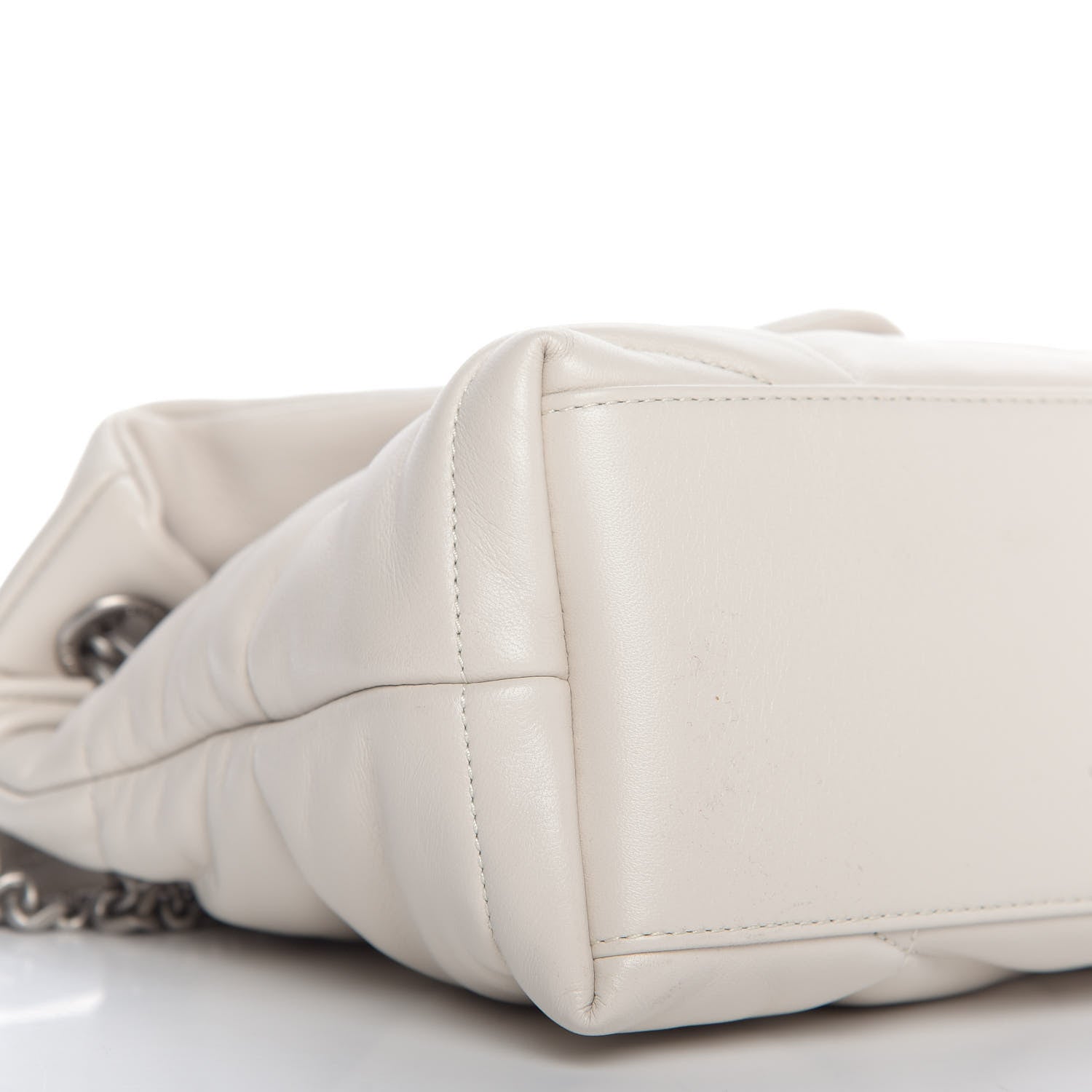 Saint Laurent Lambskin Quilted Small Loulou Puffer Monogram Chain Satchel Blanc Vintage 7 of 10
