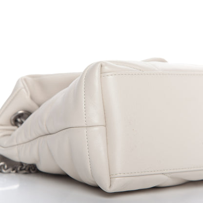 Saint Laurent Lambskin Quilted Small Loulou Puffer Monogram Chain Satchel Blanc Vintage 7 of 10