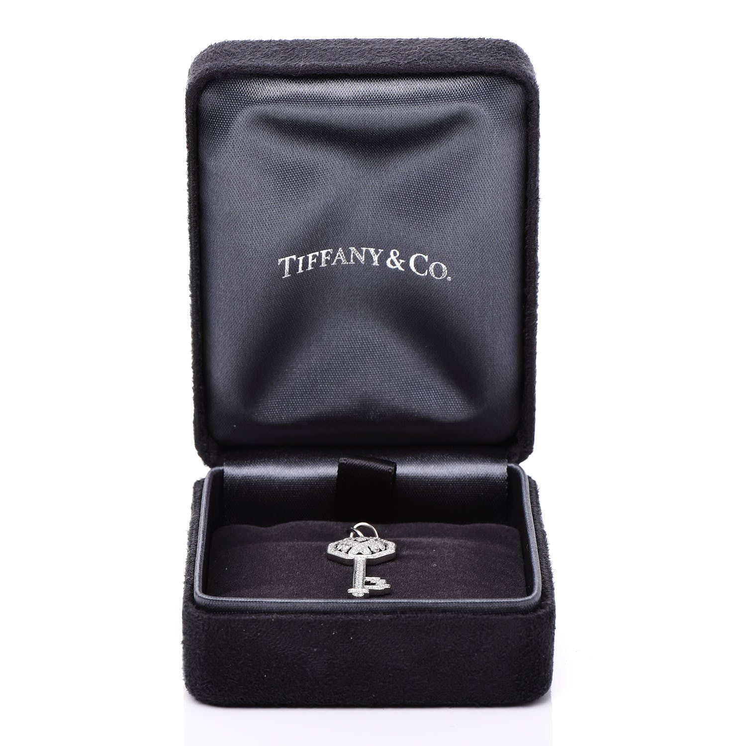 Tiffany Platinum Diamond Octagon Key Charm Pendant 4 of 4