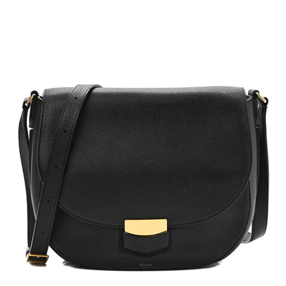 Celine Grained Calfskin Medium Trotteur Black 1 of 11