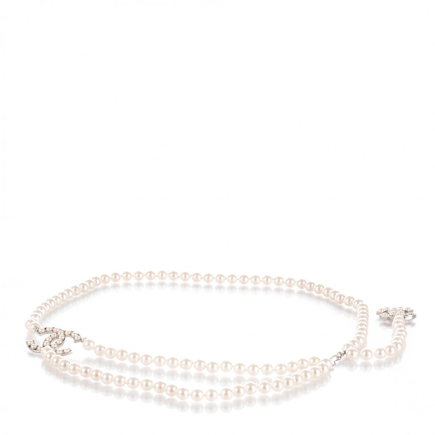 Chanel Pearl CC Double Strand Belt Silver 1 of 5