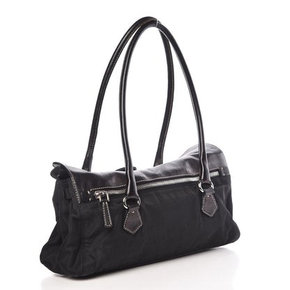 Prada Tessuto Nylon Vitello Foldover Pushlock Satchel Black 3 of 10