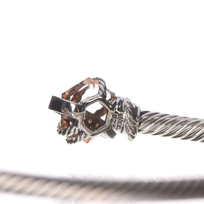David Yurman Sterling Silver Diamond Morganite 4mm Cable Wrap Bracelet 4 of 5