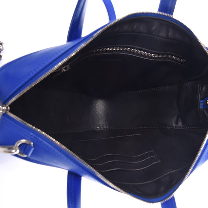 Balenciaga Shiny Day Calfskin Logo XS Triangle Chain Duffle Bleu Roi White 5 of 6