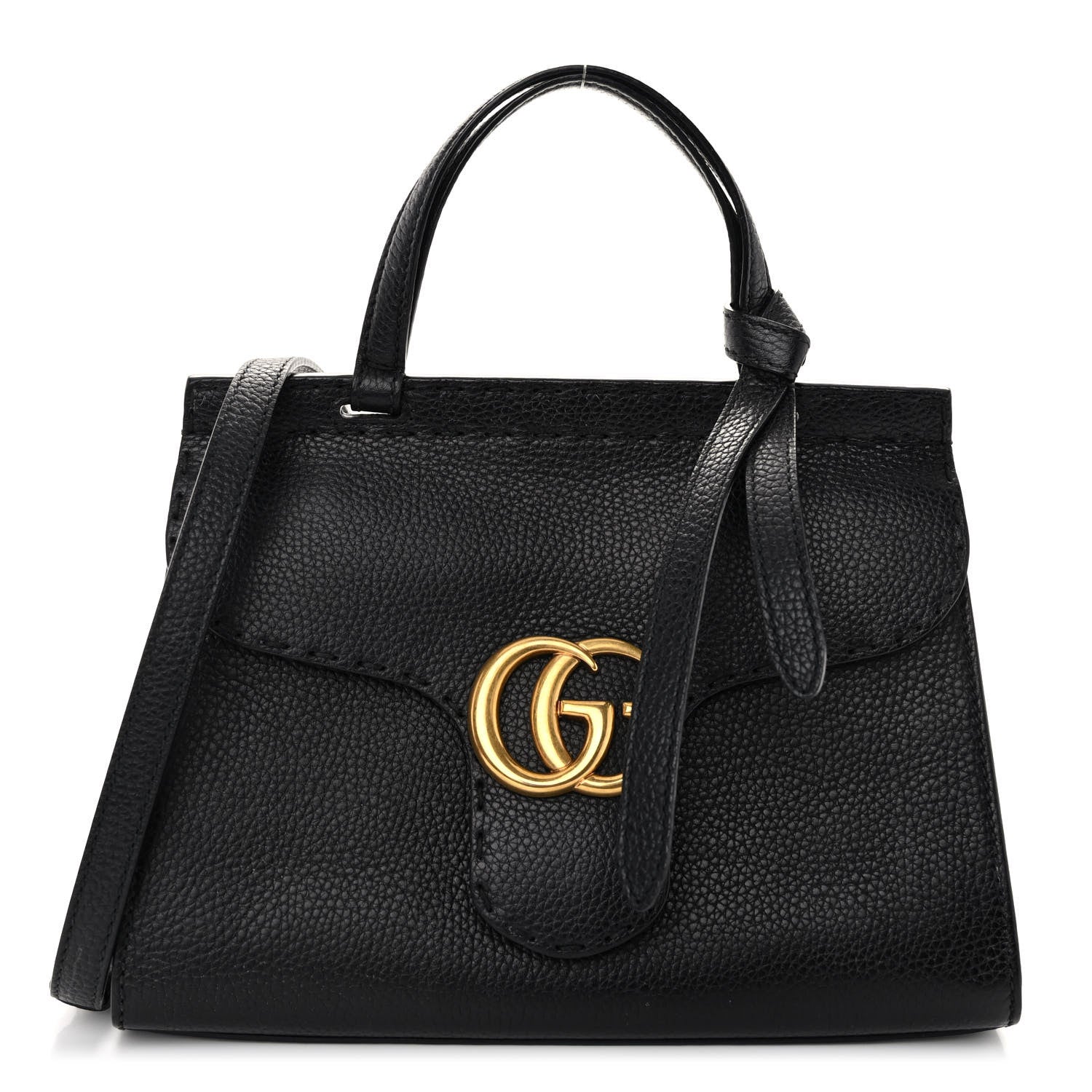 Gucci Calfskin Small GG Marmont Top Handle Bag Black 1 of 9