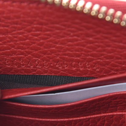 Gucci Monogram Dollar Calfskin Zip Around Wallet Beige Ebony Rosso 7 of 8