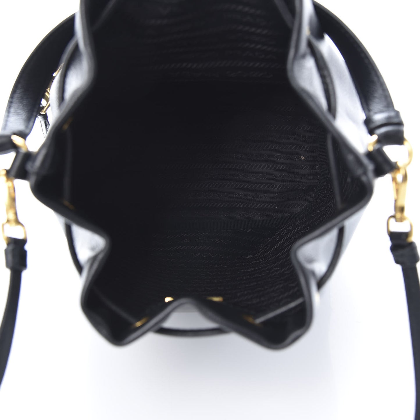 Glace Calfskin Embossed Secchiello Bucket Bag Black